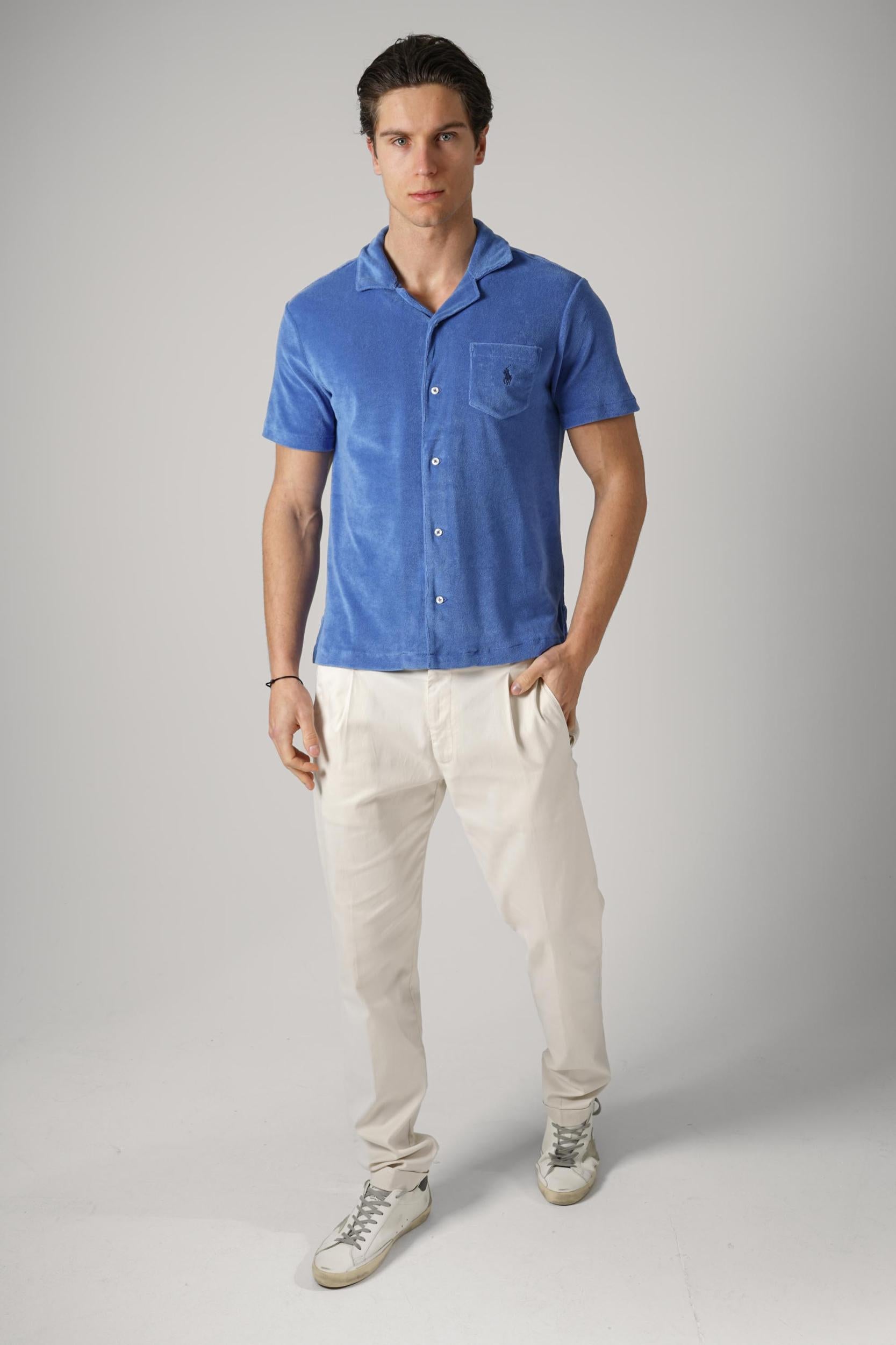 Ralph Lauren French Terry Polo Shirt Light Blue