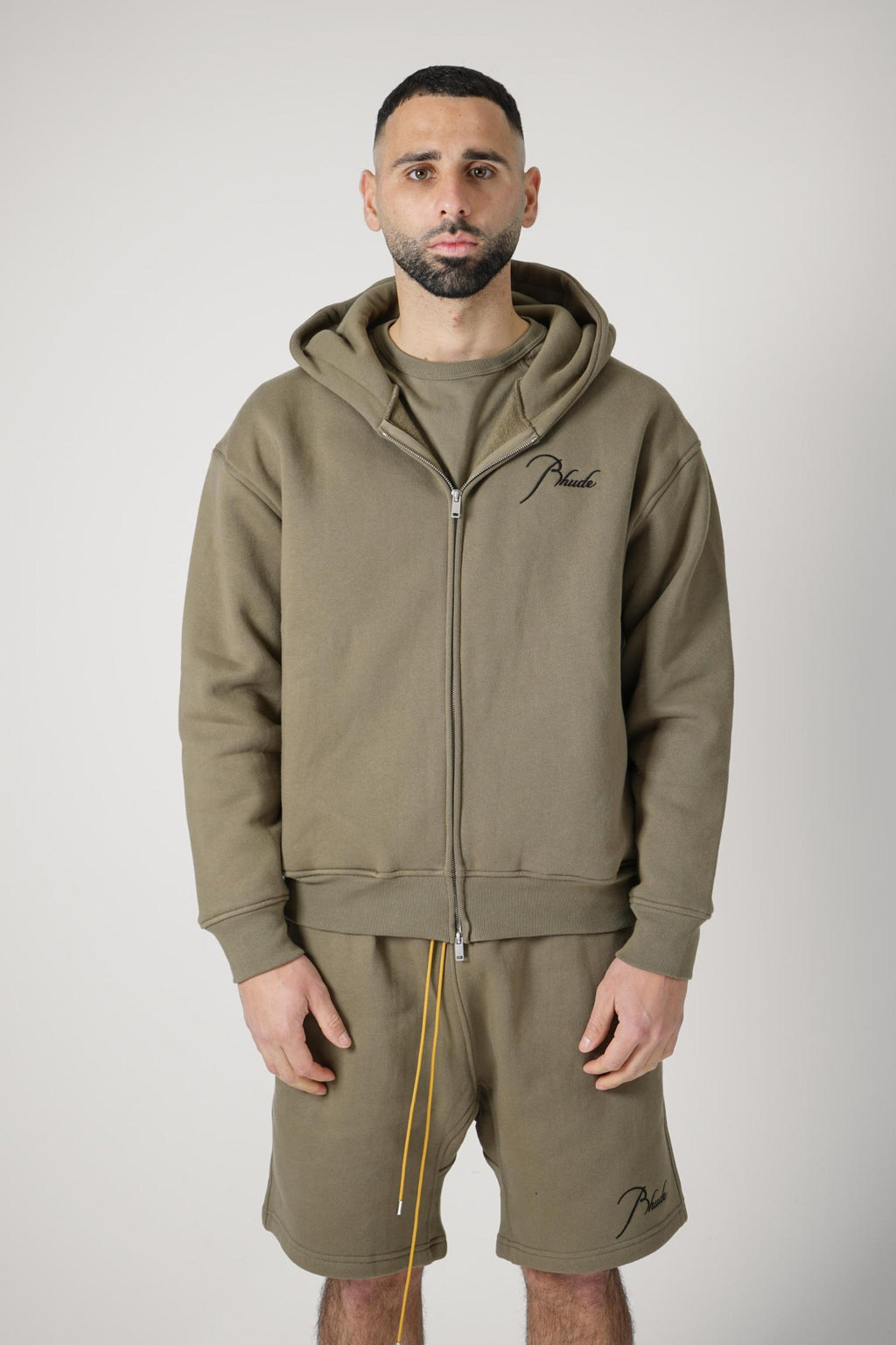 Rhude Classique Zip-Up Hoodie Moss Green