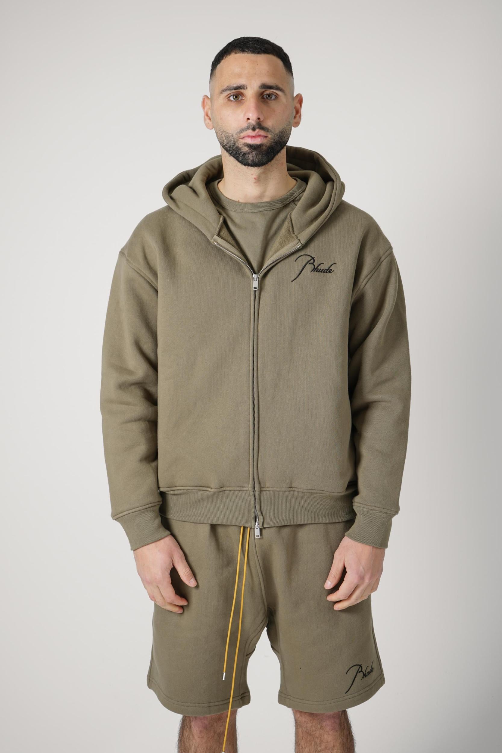 Rhude Classique Zip-Up Hoodie Moss Green