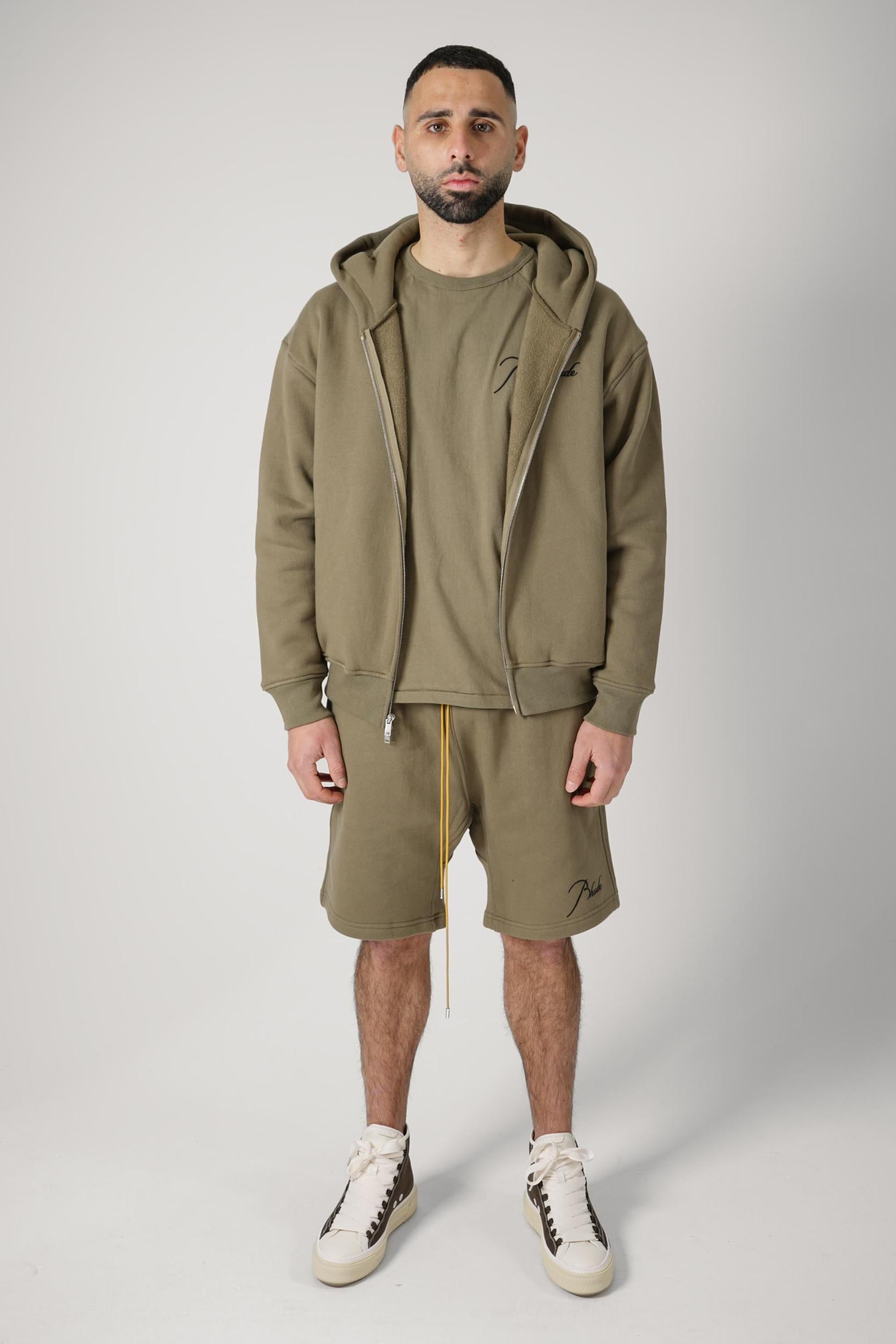 Rhude Classique Zip-Up Hoodie Moss Green