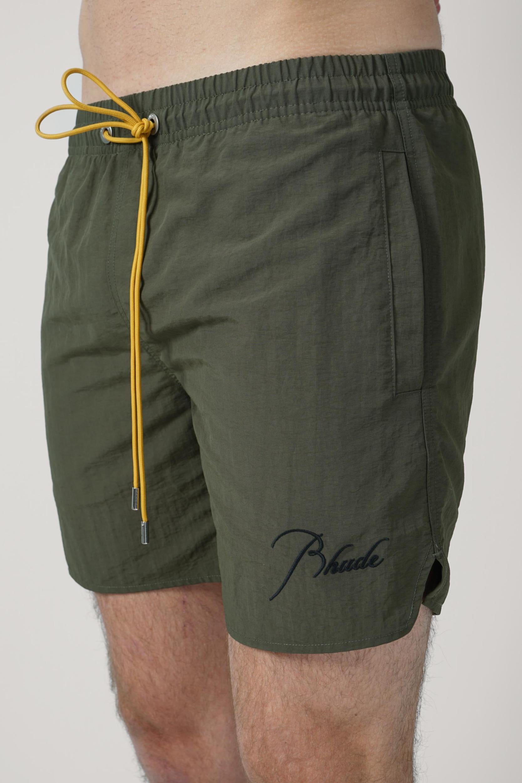 Rhude Radiator Swimming Shorts Moss Green