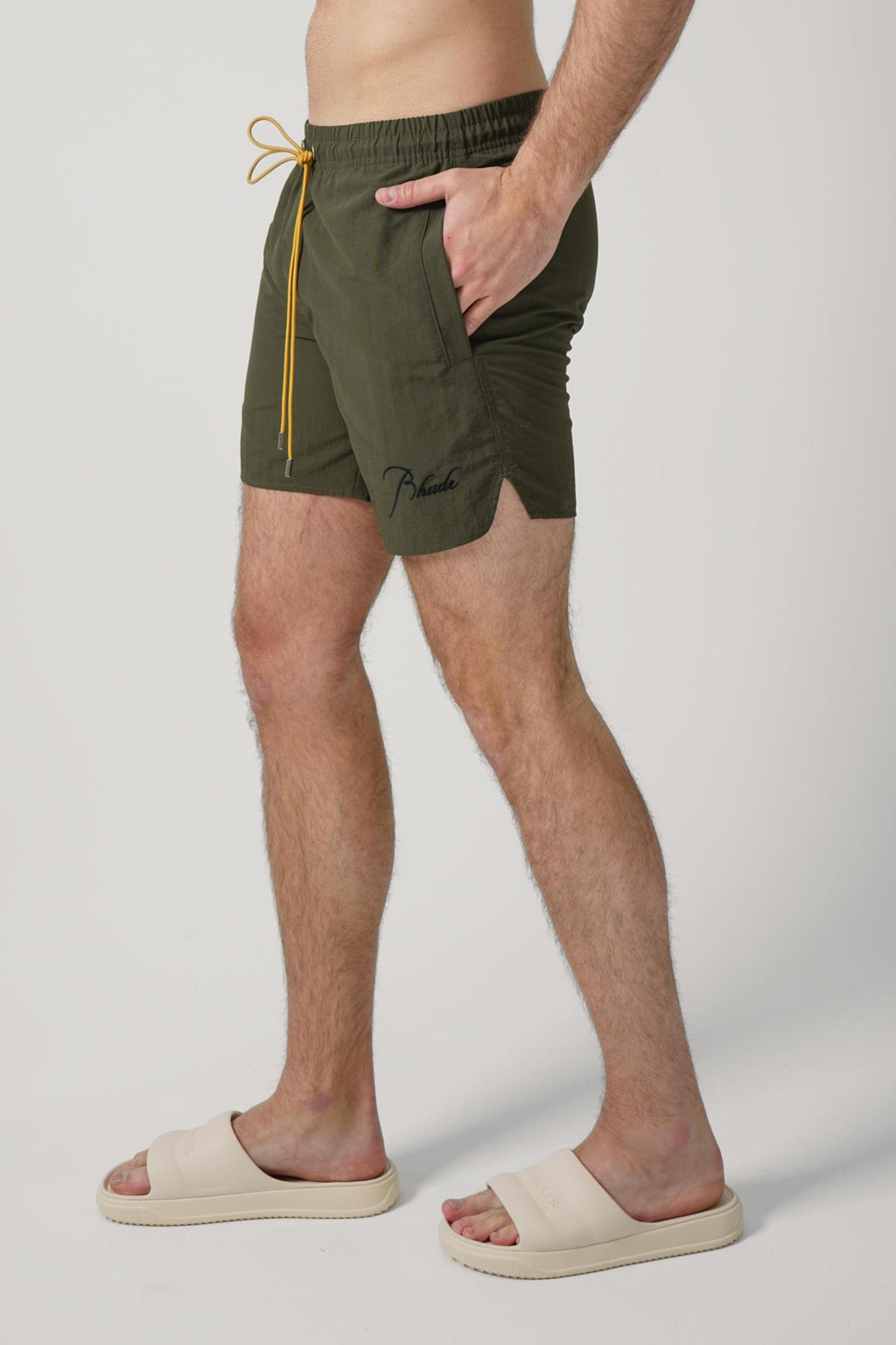Rhude Radiator Swimming Shorts Moss Green