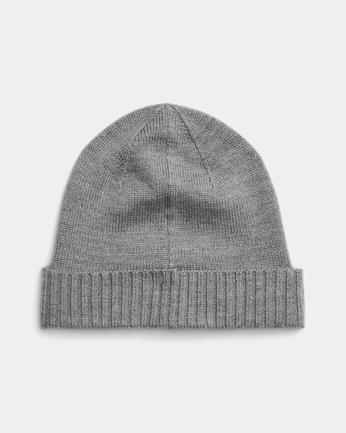Ralph Lauren Signature Pony Wool Beanie – Fawn Grey Heather