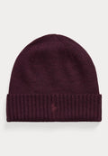 Ralph Lauren Signature Pony Wool Beanie – Merlot Wine Heather