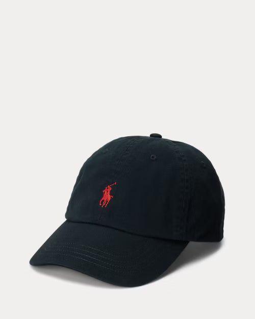 Ralph Lauren The Iconic Cotton Chino Ball Cap – Polo Black/Red