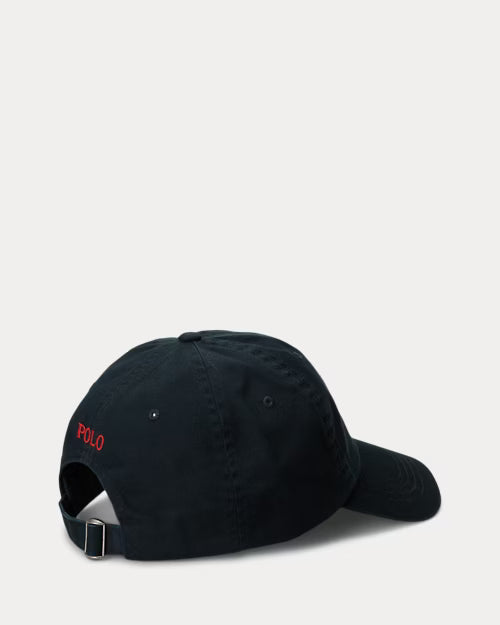 Ralph Lauren The Iconic Cotton Chino Ball Cap – Polo Black/Red