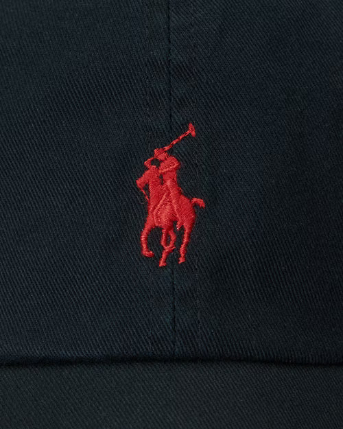 Ralph Lauren The Iconic Cotton Chino Ball Cap – Polo Black/Red