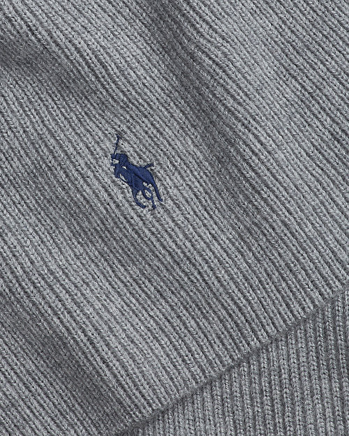 Ralph Lauren Signature Pony Wool Scarf – Fawn Grey Heather