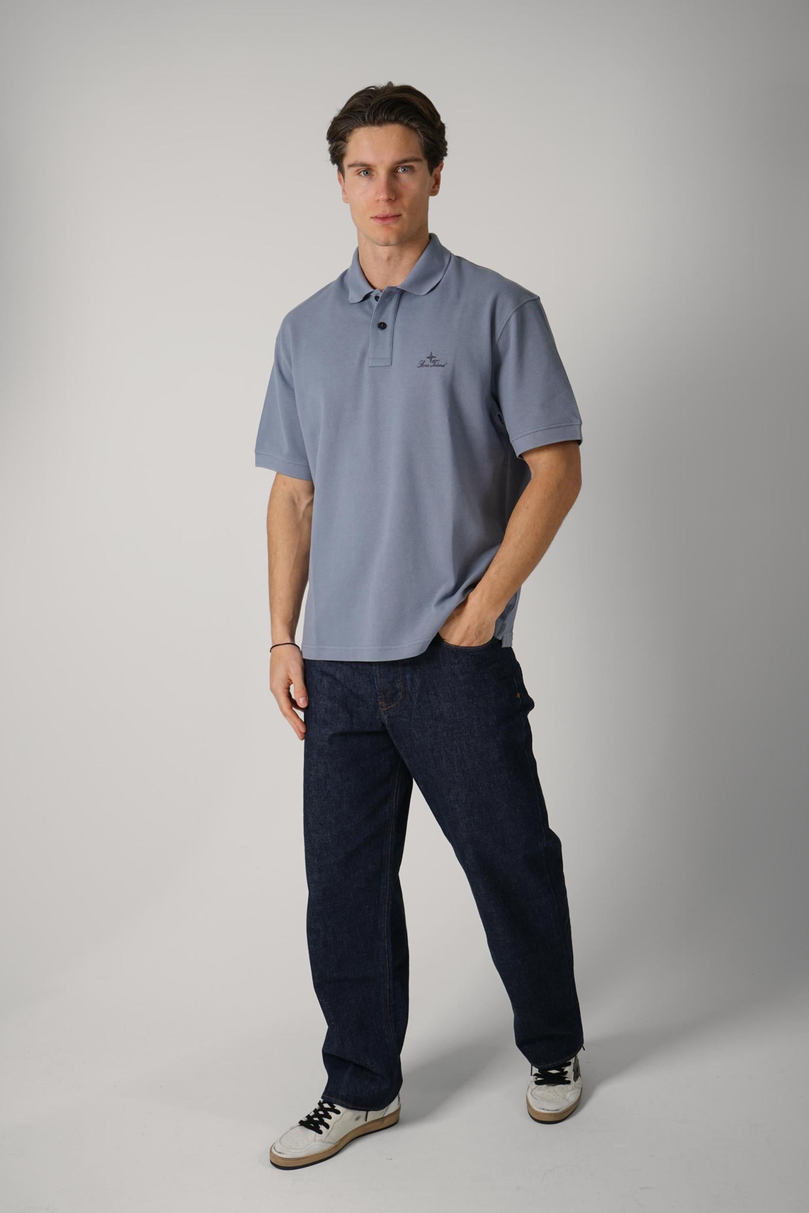 S0039 Stone Island Polo Blue Signature Logo