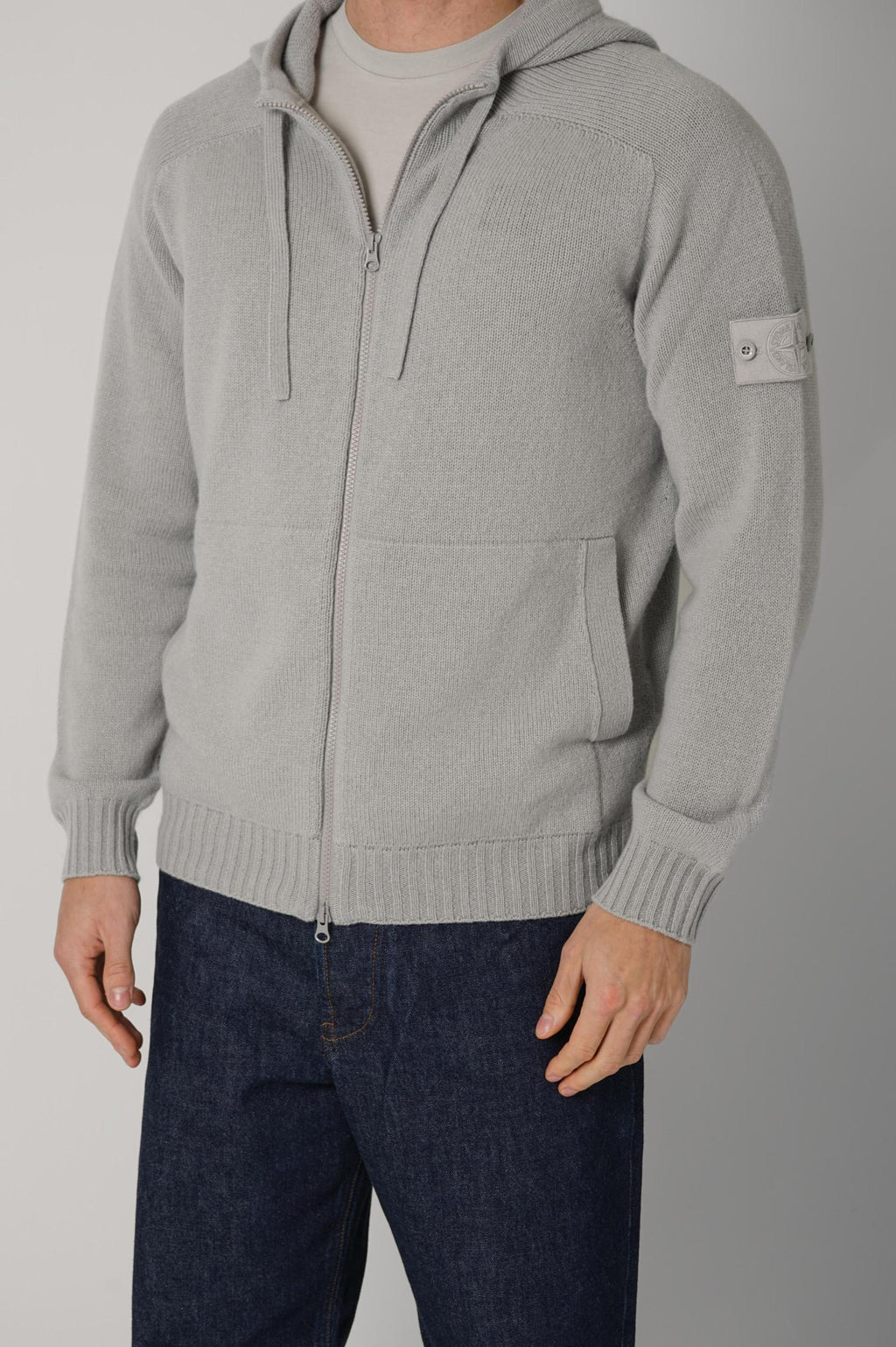 S01Ff Stone Island Cashmere Grey Zip Hoodie