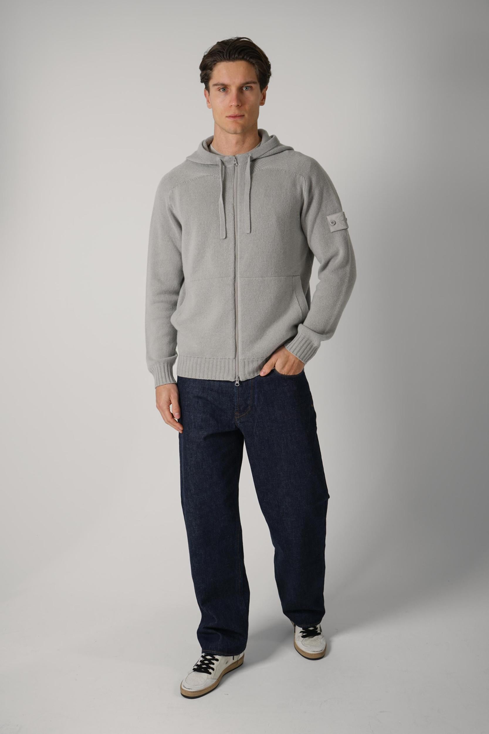 S01Ff Stone Island Cashmere Grey Zip Hoodie