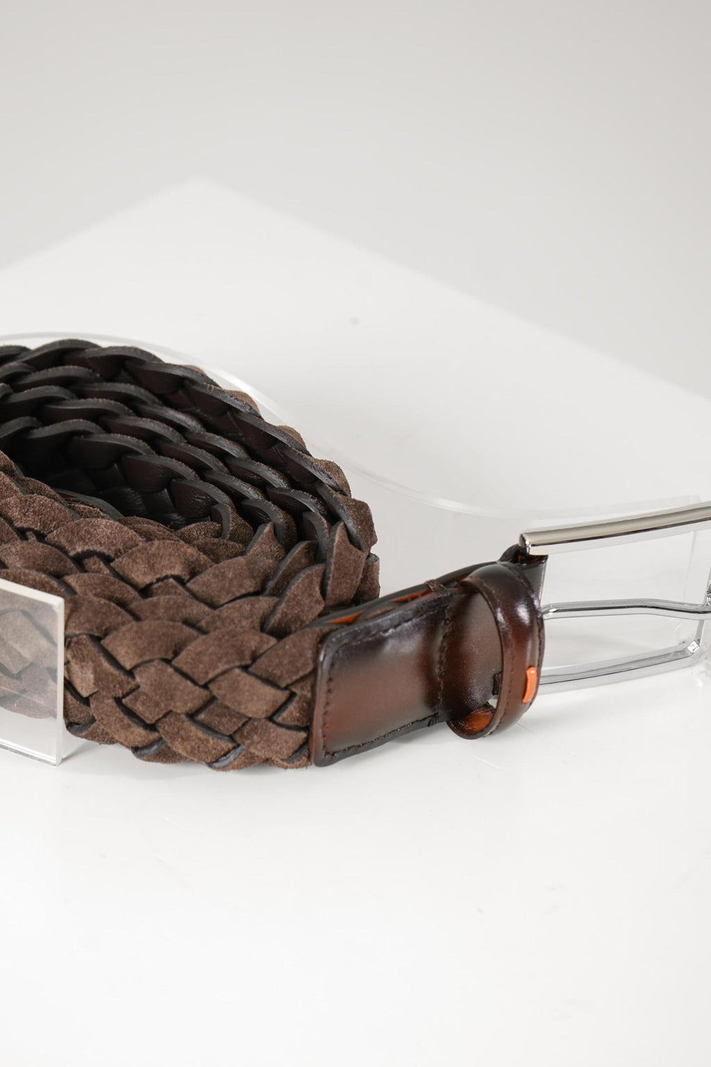Santoni Braided Leather Belt Brown