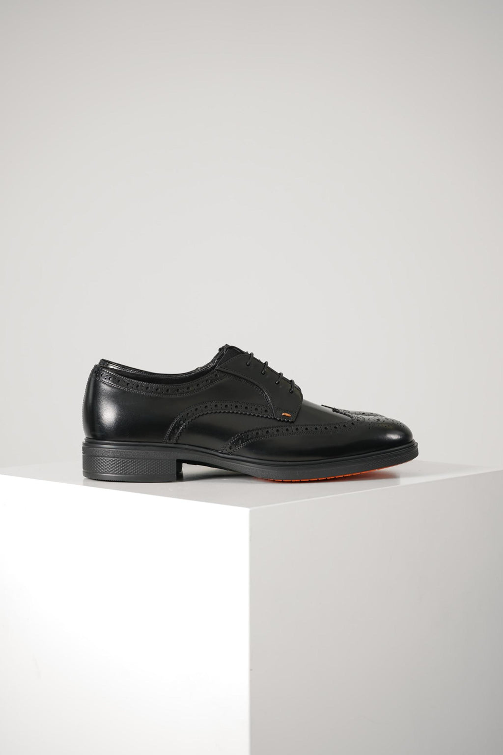 Santoni Leather Oxford Brogue Lace Up Shoe Black