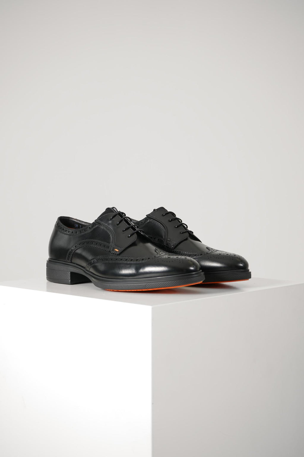 Santoni Leather Oxford Brogue Lace Up Shoe Black