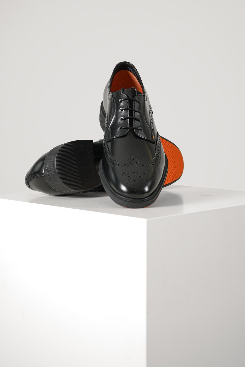 Santoni Leather Oxford Brogue Lace Up Shoe Black