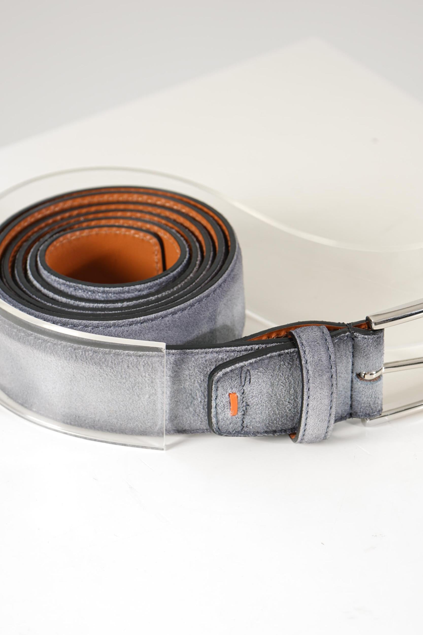 Santoni Suede Leather Belt Anthracite