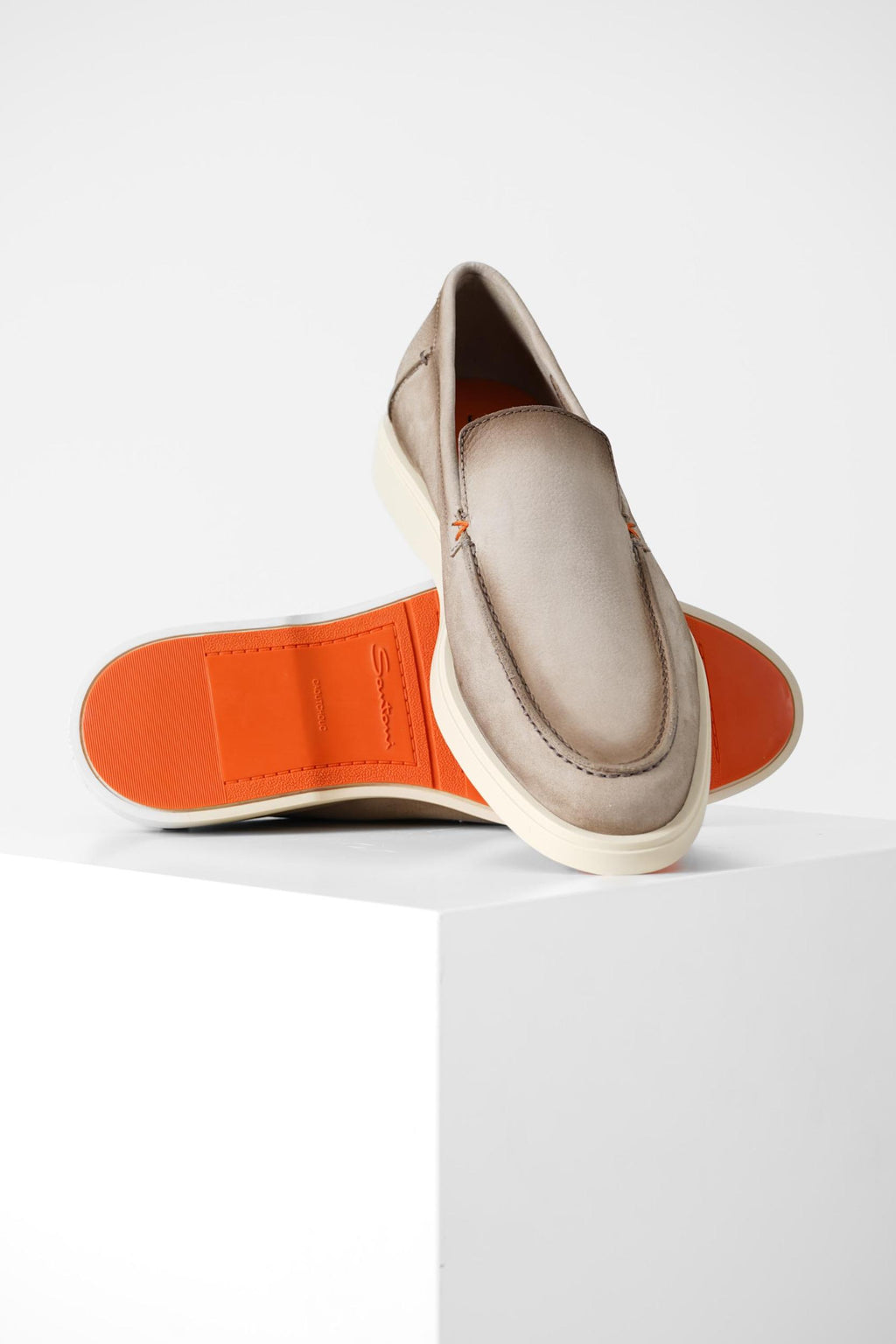 Santoni Suede Loafer Beige