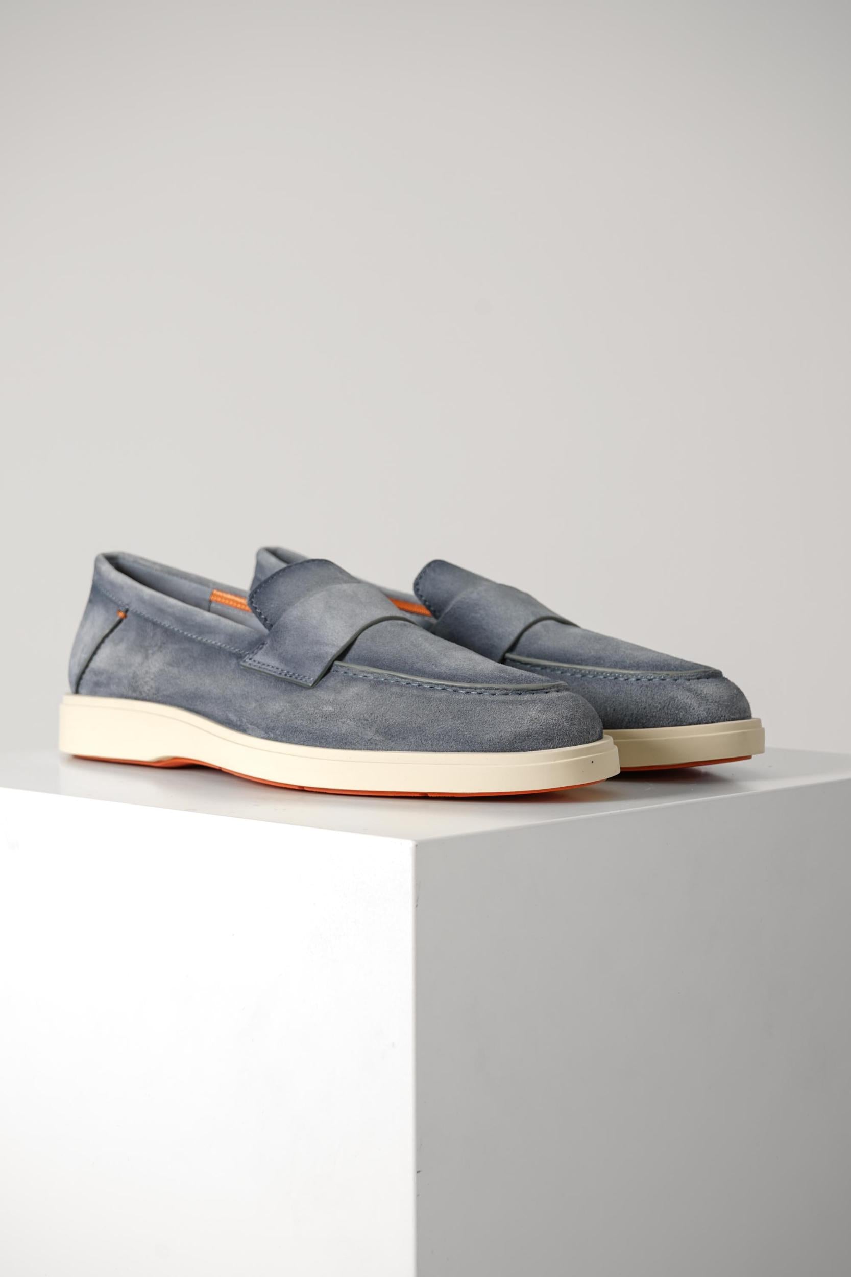 Santoni Suede Loafer Lightblue