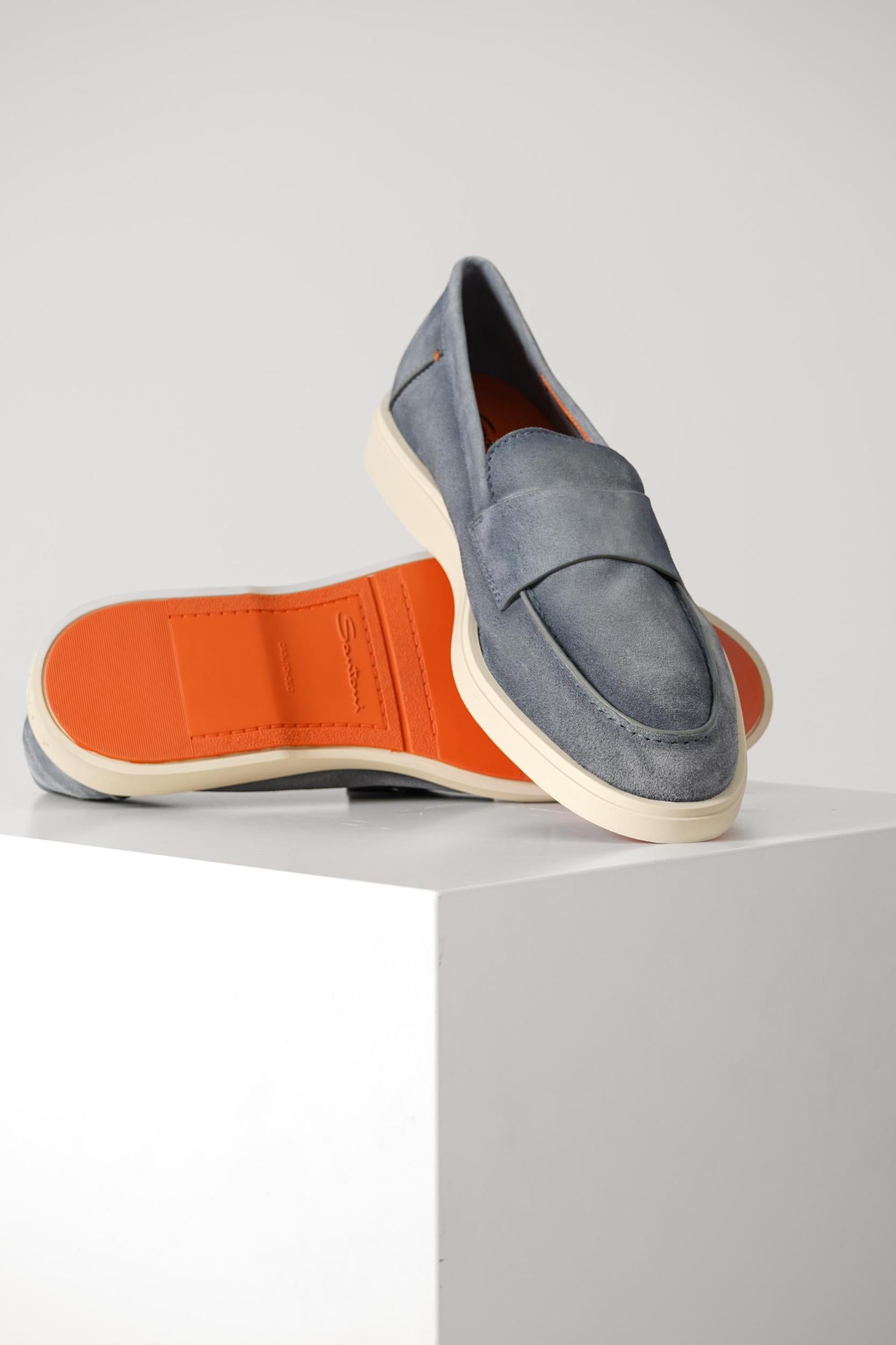 Santoni Suede Loafer Lightblue