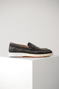 Santoni Suede Penny Loafer Grey