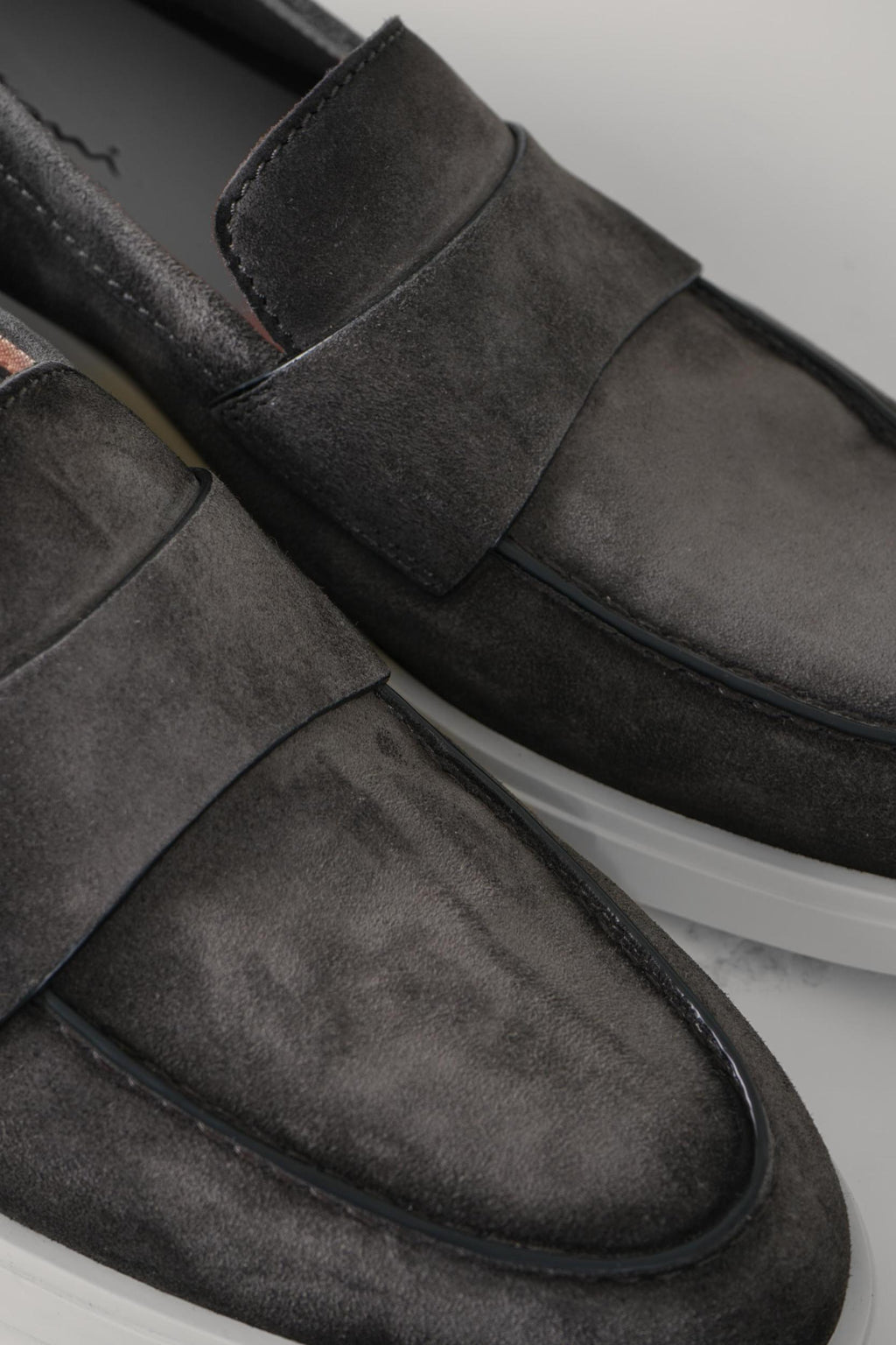 Santoni Suede Penny Loafer Grey