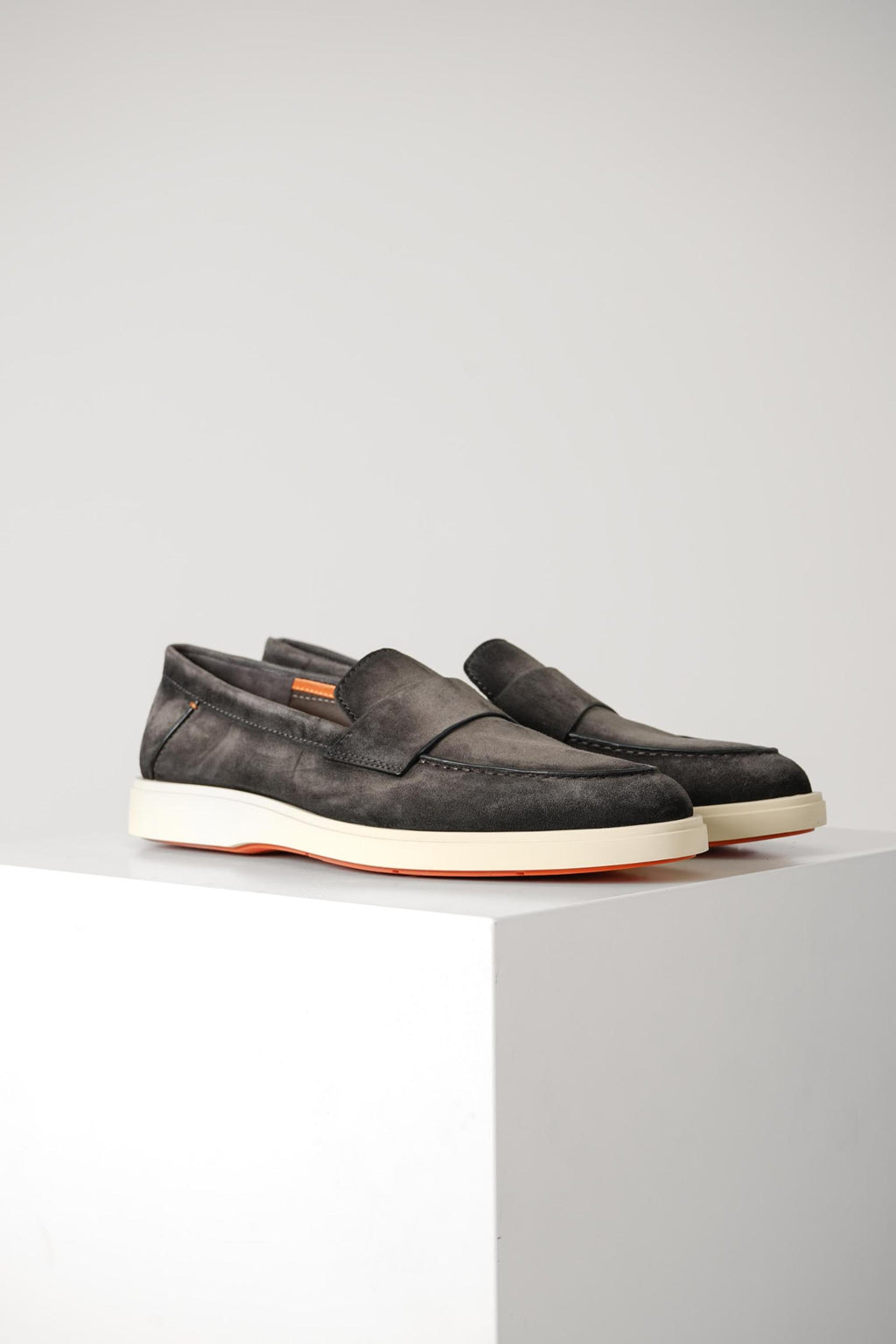 Santoni Suede Penny Loafer Grey