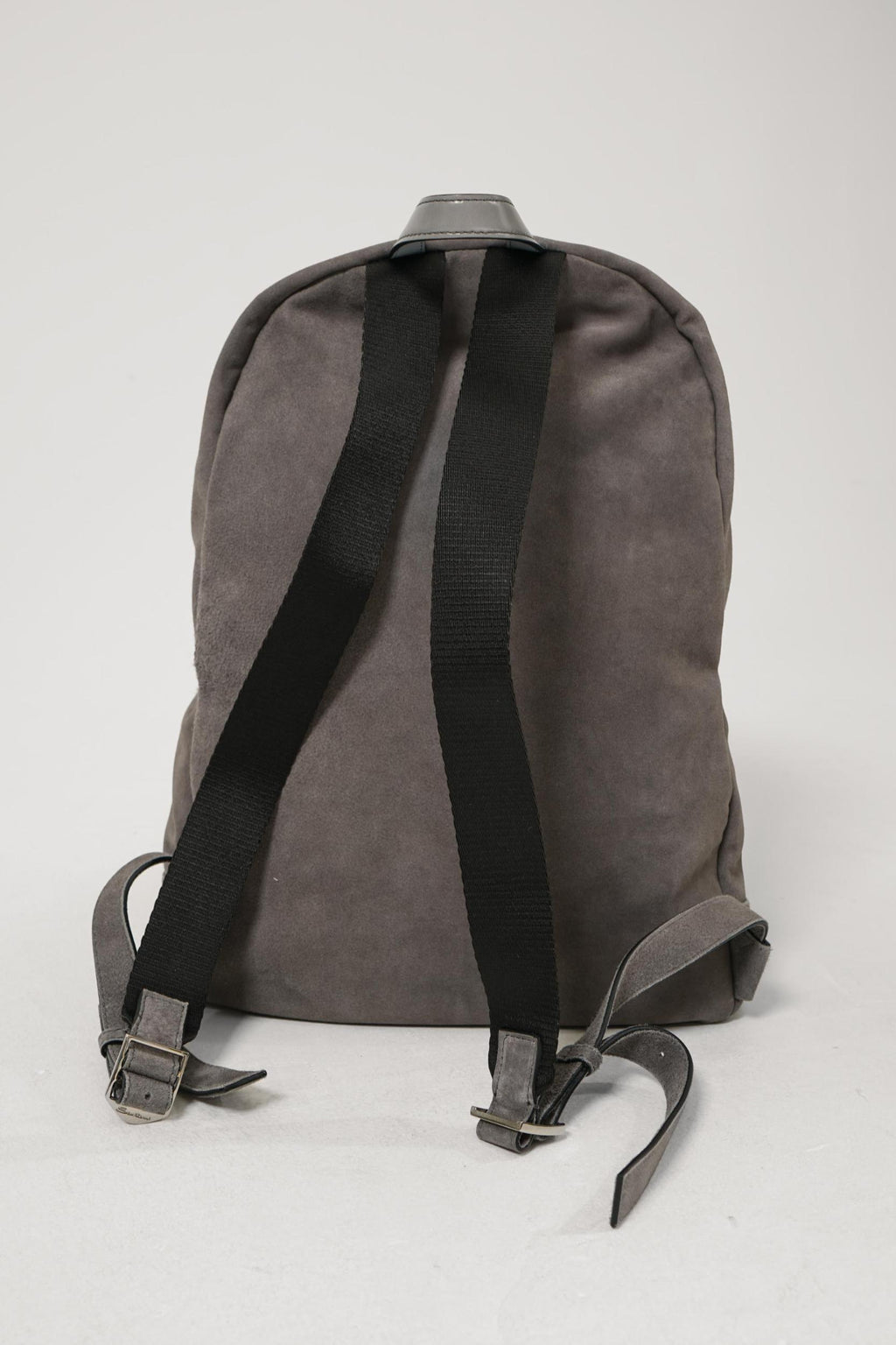 Santoni Tumbled Leather Backpack Anthracite