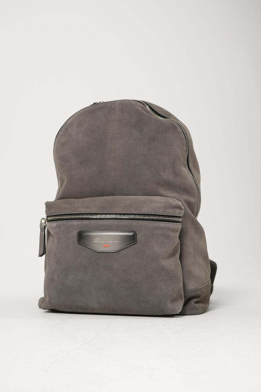 Santoni Tumbled Leather Backpack Anthracite
