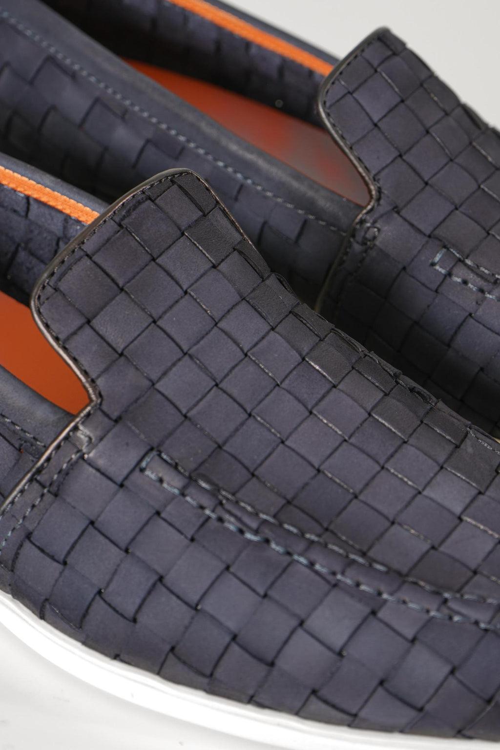 Santoni Woven Slip-On Loafers Navy