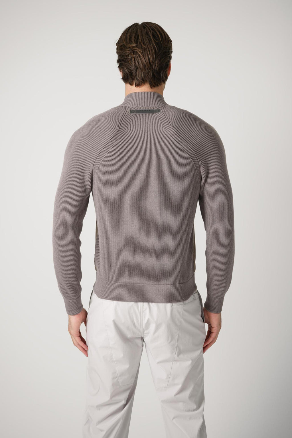 Sease Knit Leather Bomber Lead Grey