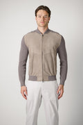 Sease Knit Leather Bomber Lead Grey
