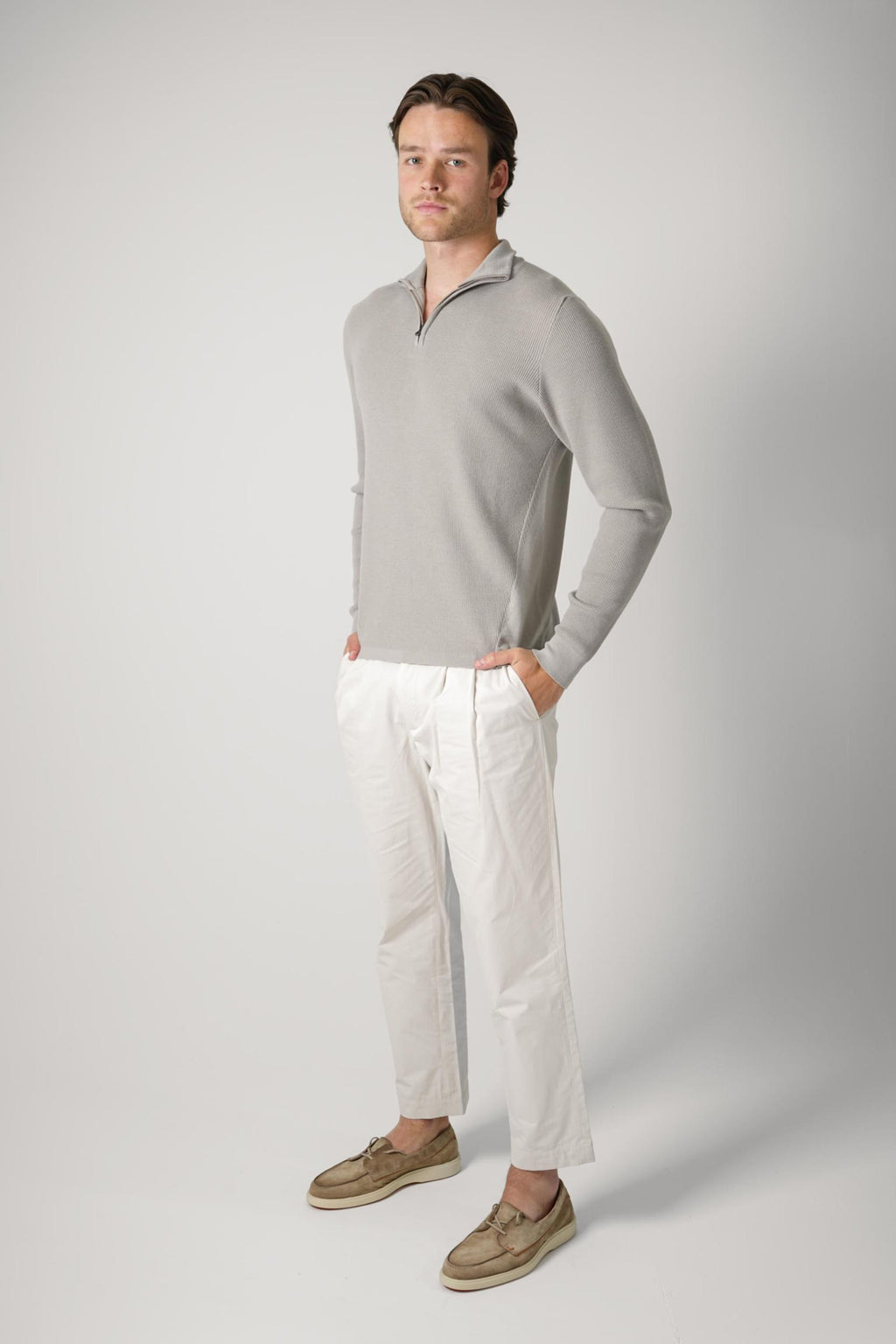 Sease Waffle Half Zip Turtle Neck Driftwood