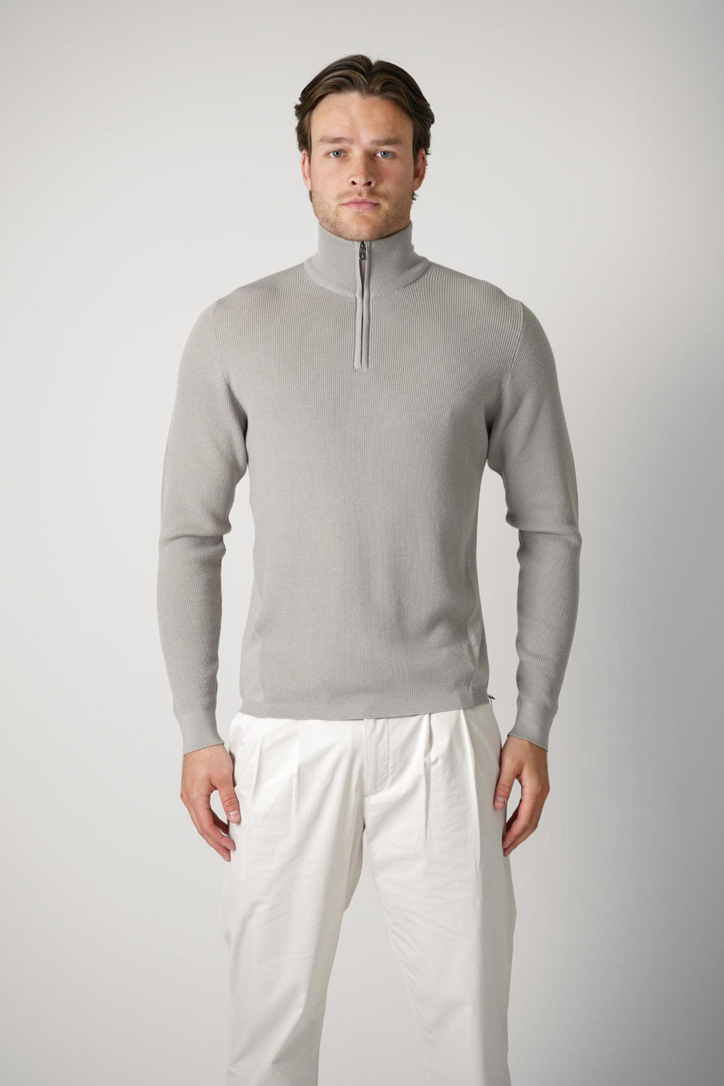 Sease Waffle Half Zip Turtle Neck Driftwood