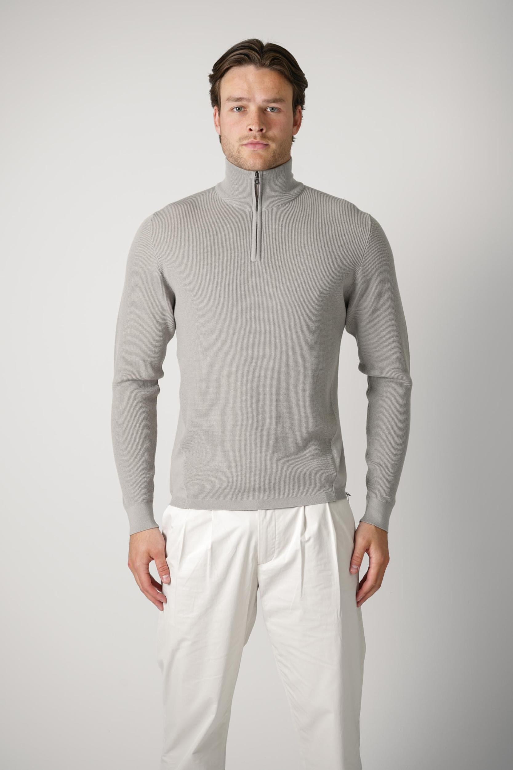 Sease Waffle Half Zip Turtle Neck Driftwood