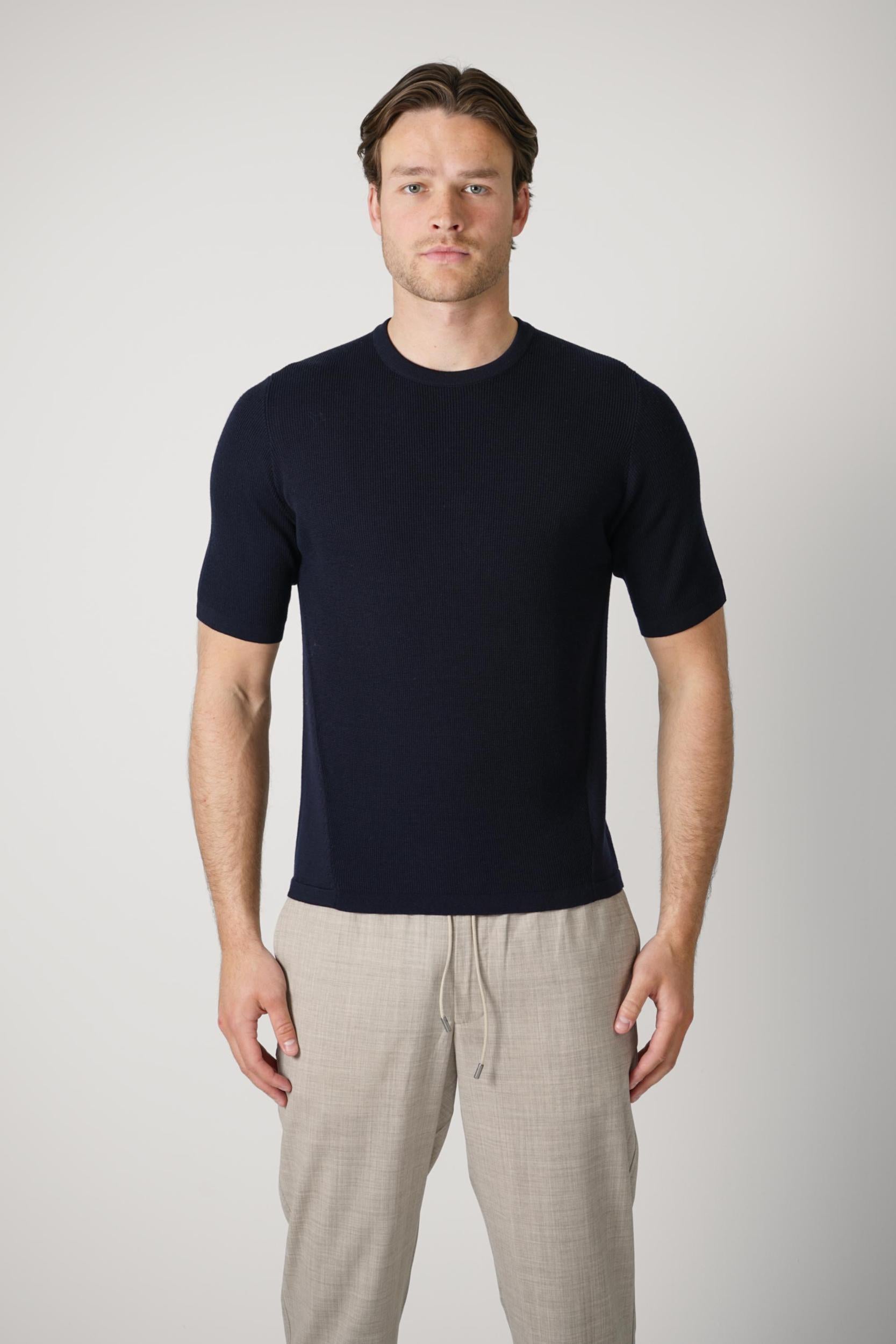 Sease Waffle Short Sleeve Midnight Blue
