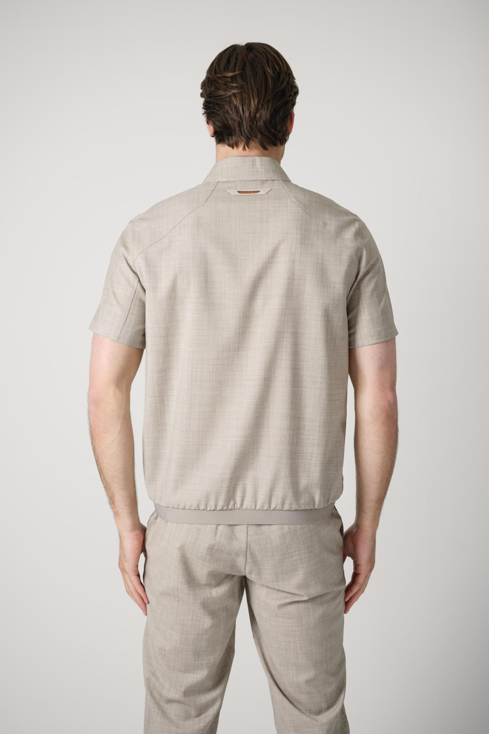 Sease Zipped Polo Woven Driftwood