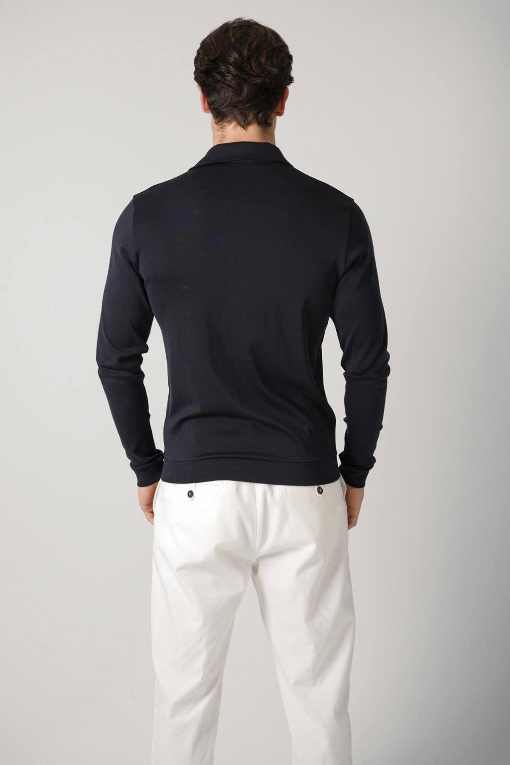 Stefan Brandt 100% Urpima Sea Island Longsleeve Polo Marino