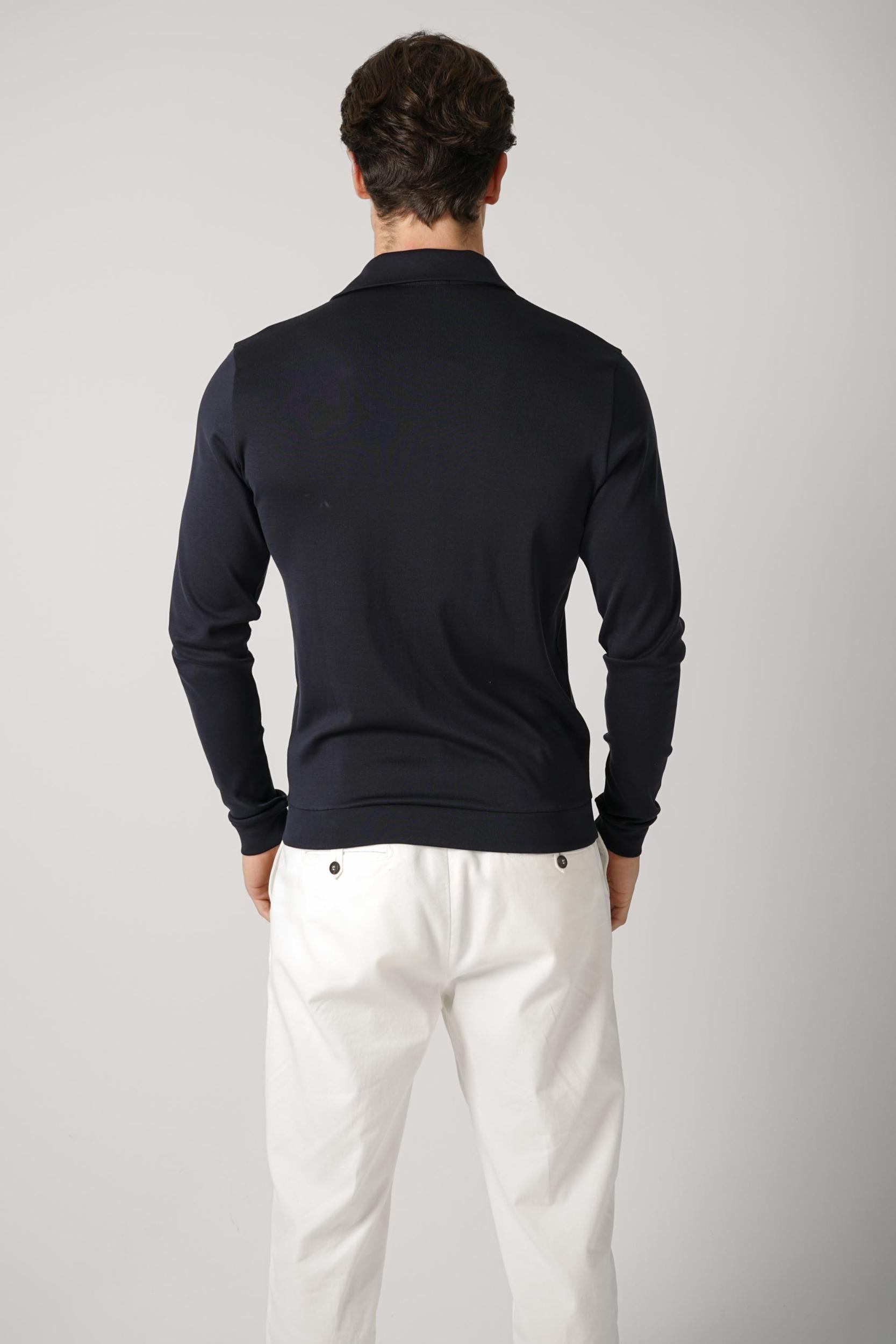 Stefan Brandt 100% Urpima Sea Island Longsleeve Polo Marino