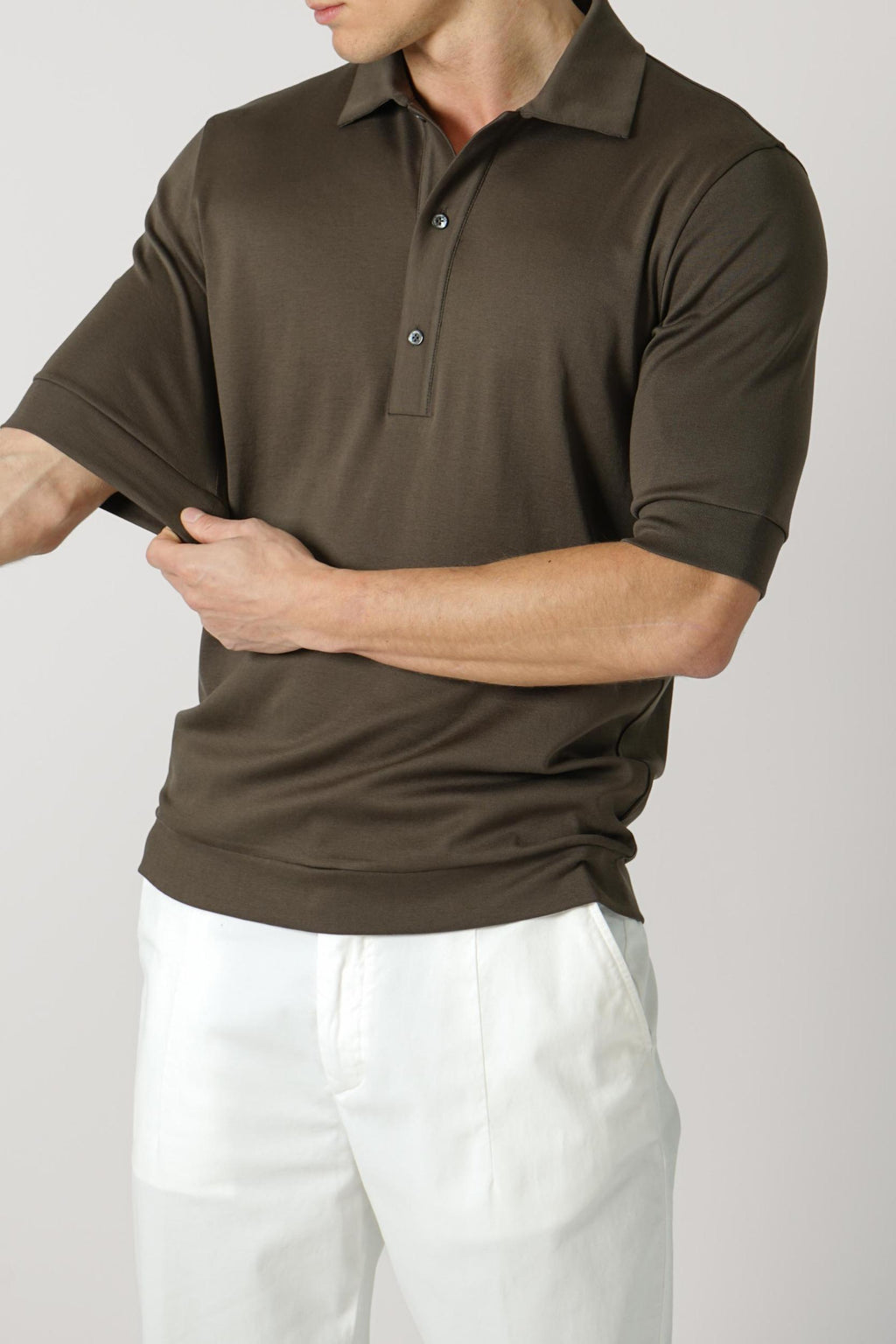 Stefan Brandt 100% Urprima Sea Island Polo Fango