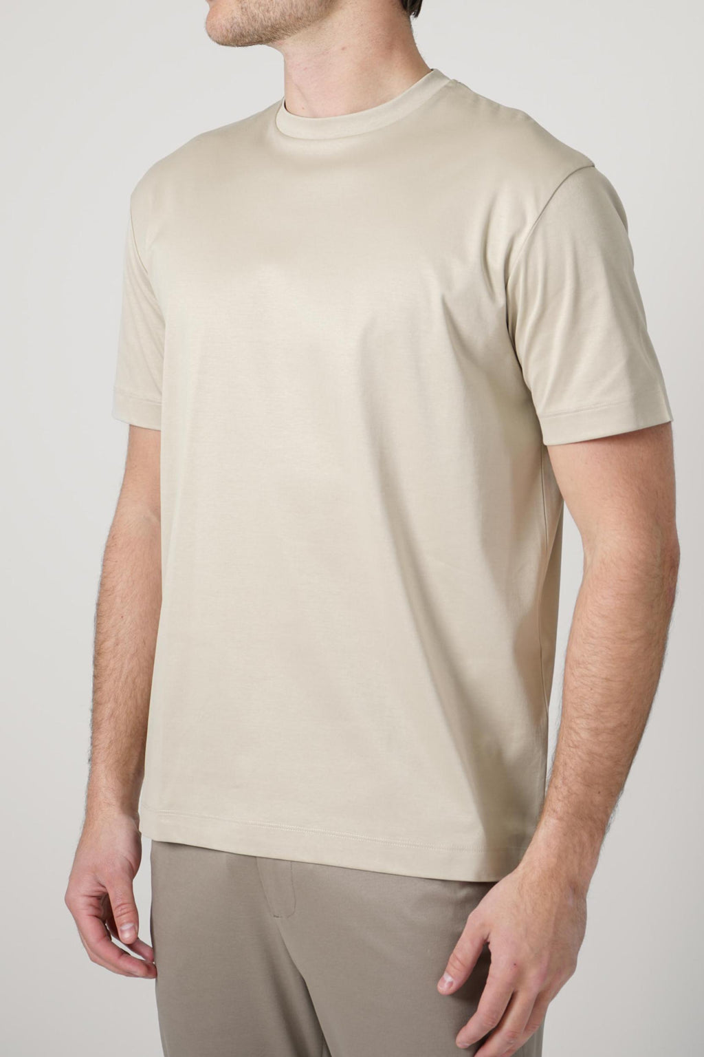 Valenza Slim Fit Supima  T-Shirt Beige