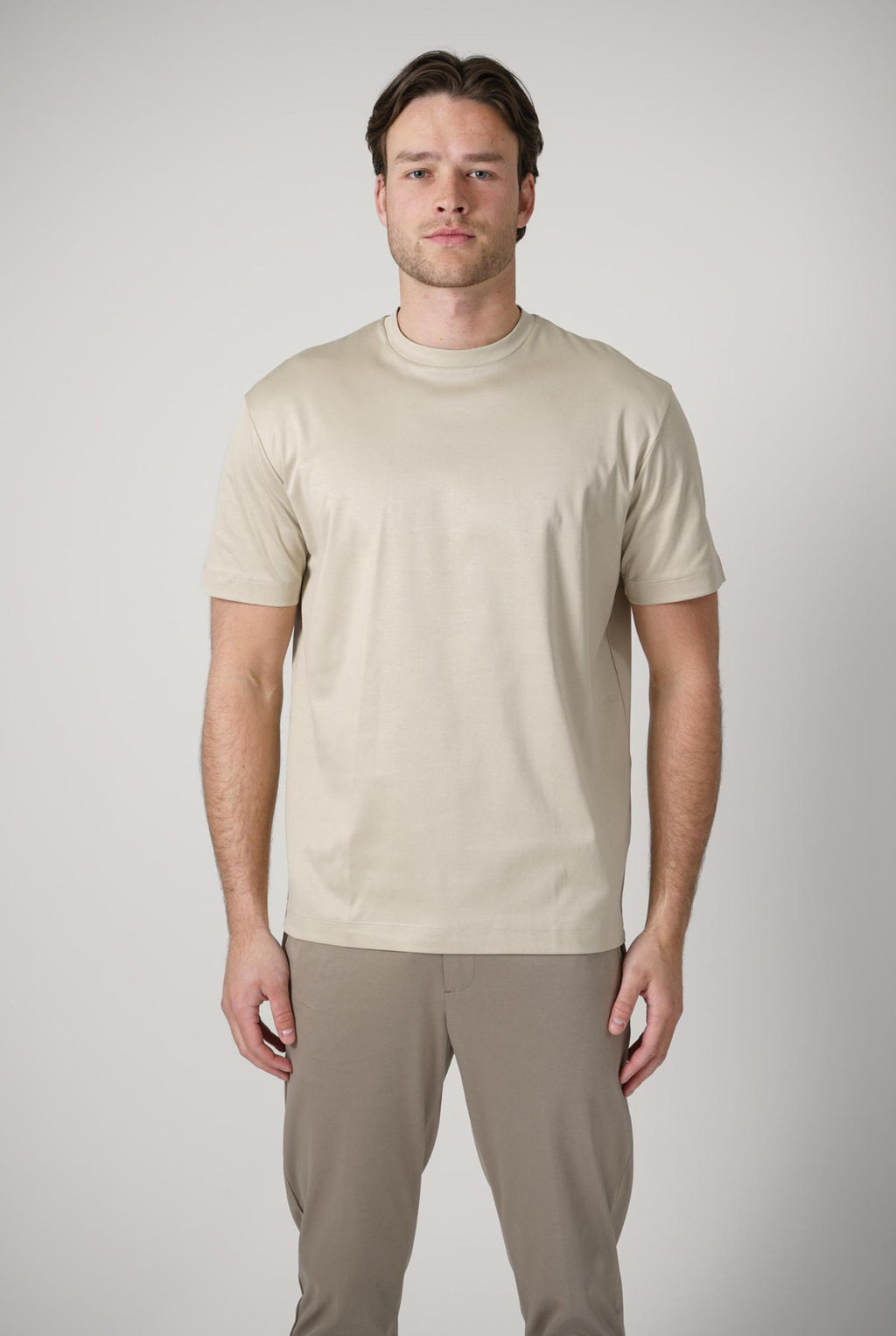 Valenza Slim Fit Supima  T-Shirt Beige