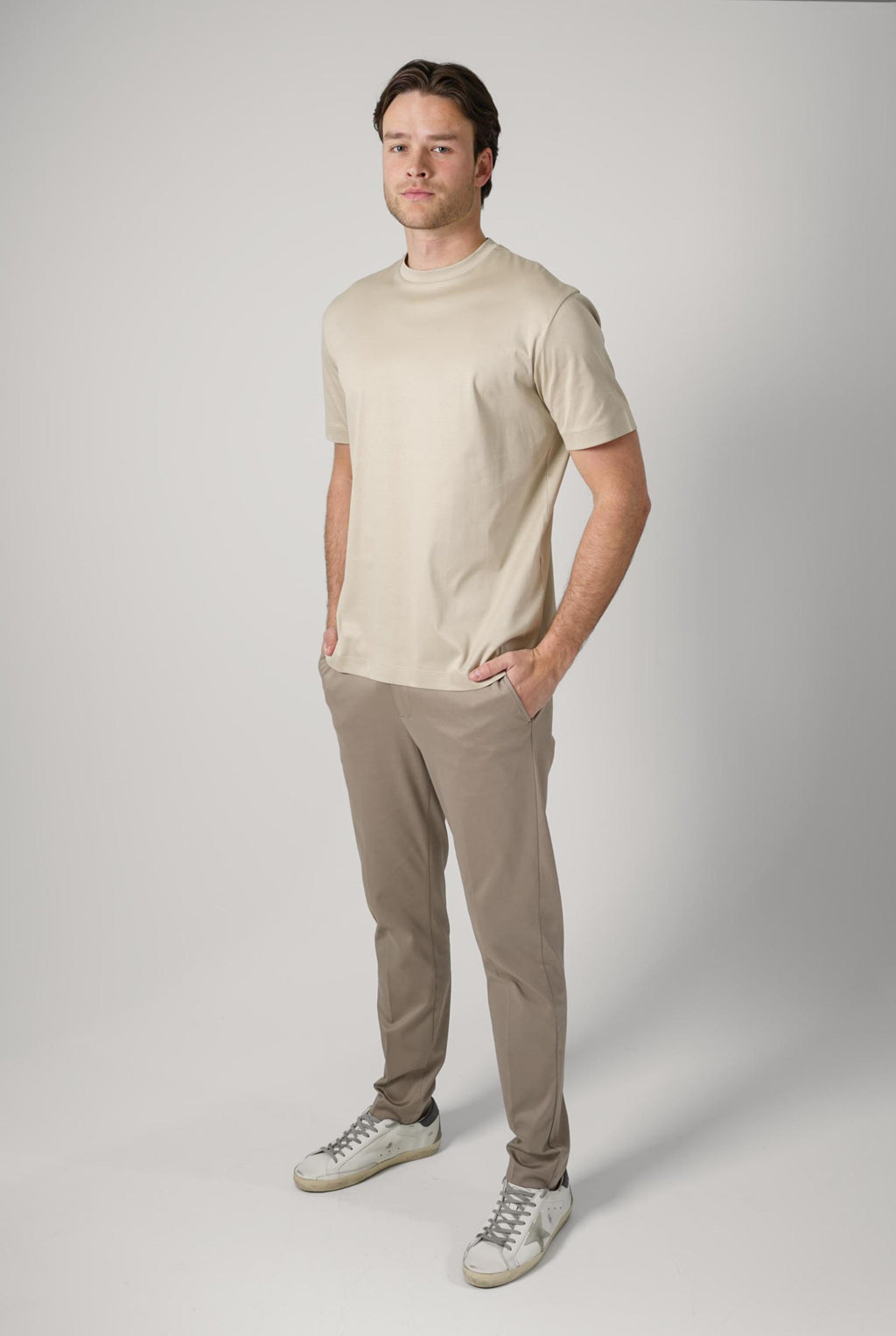 Valenza Slim Fit Supima  T-Shirt Beige