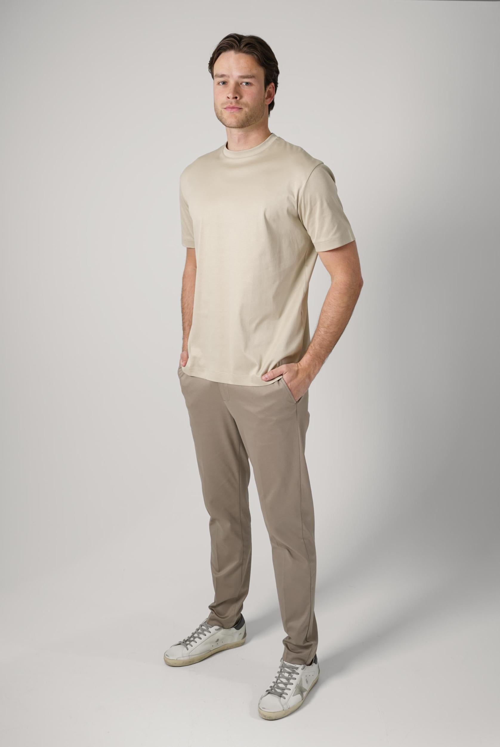 Valenza Slim Fit Supima  T-Shirt Beige