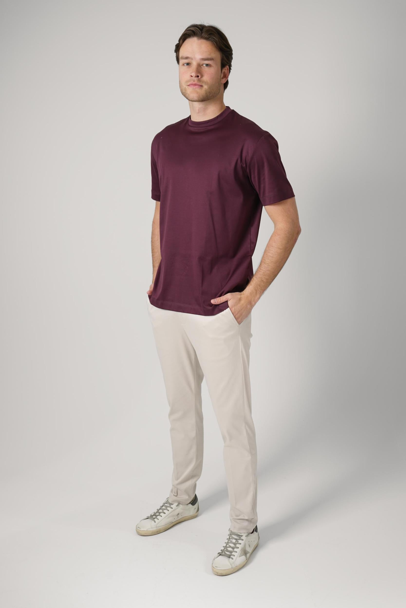 Valenza Slim Fit Supima T-Shirt Burgundy Red