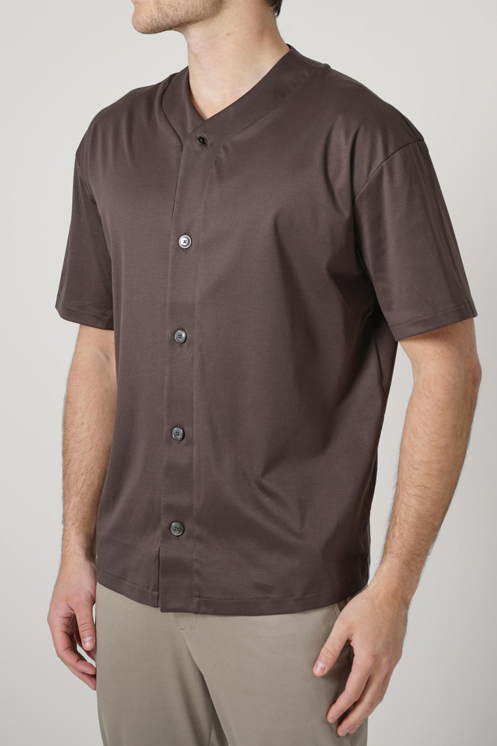 Valenza Supima Baseball Shirt Ebony Brown