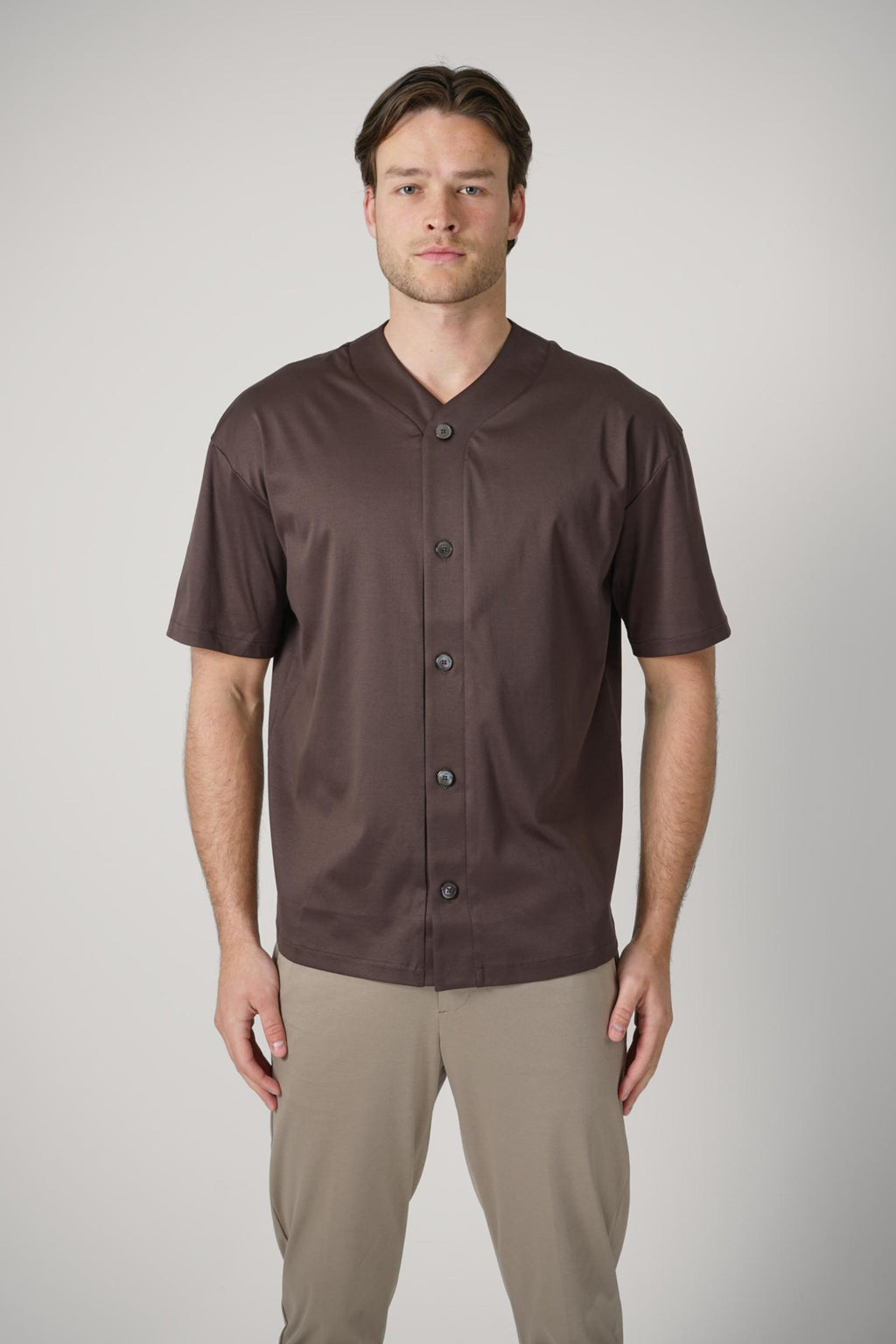 Valenza Supima Baseball Shirt Ebony Brown