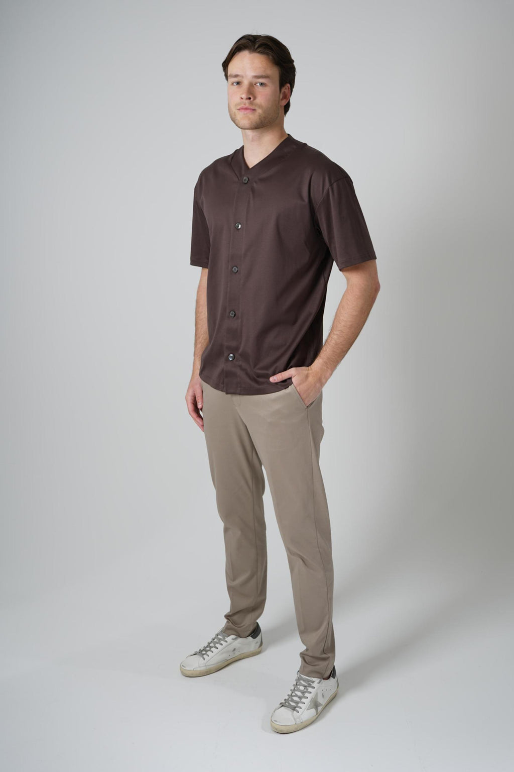 Valenza Supima Baseball Shirt Ebony Brown
