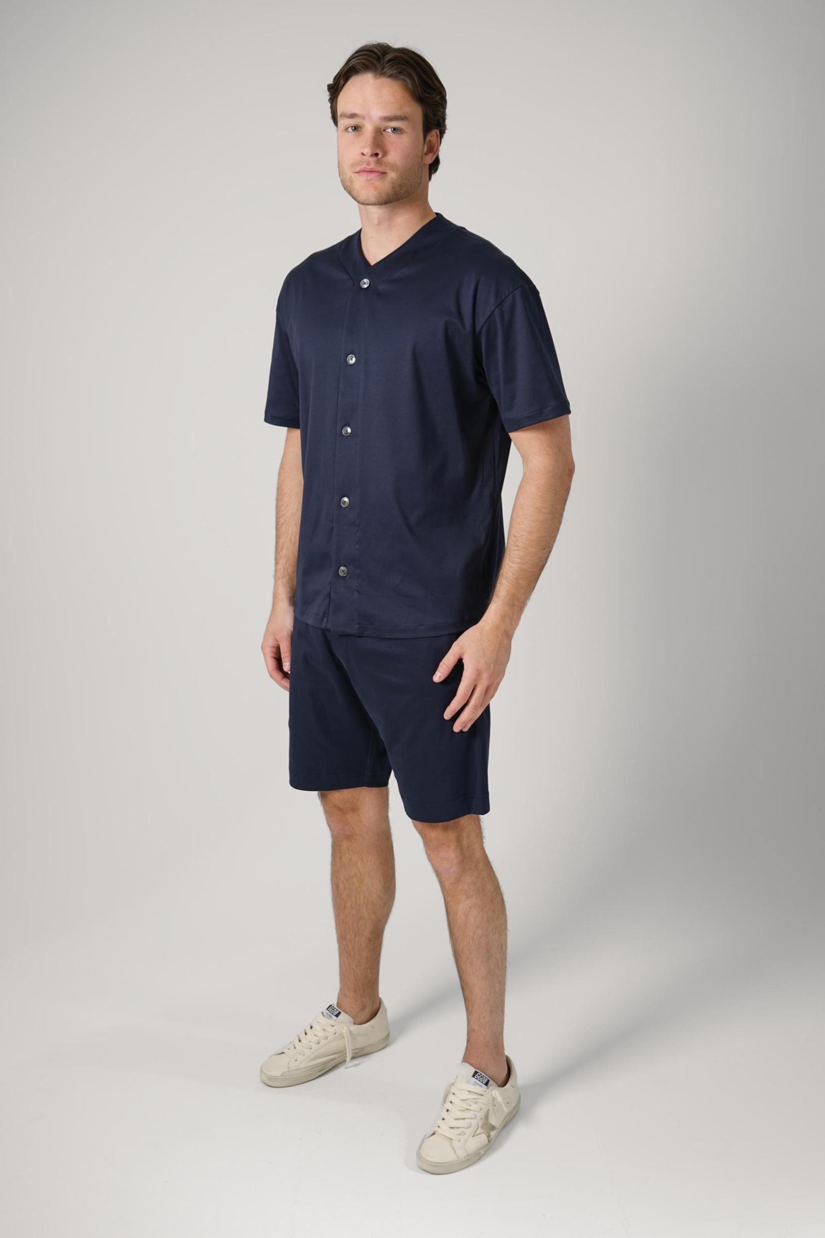 Valenza Supima  Baseball Shirt Navy