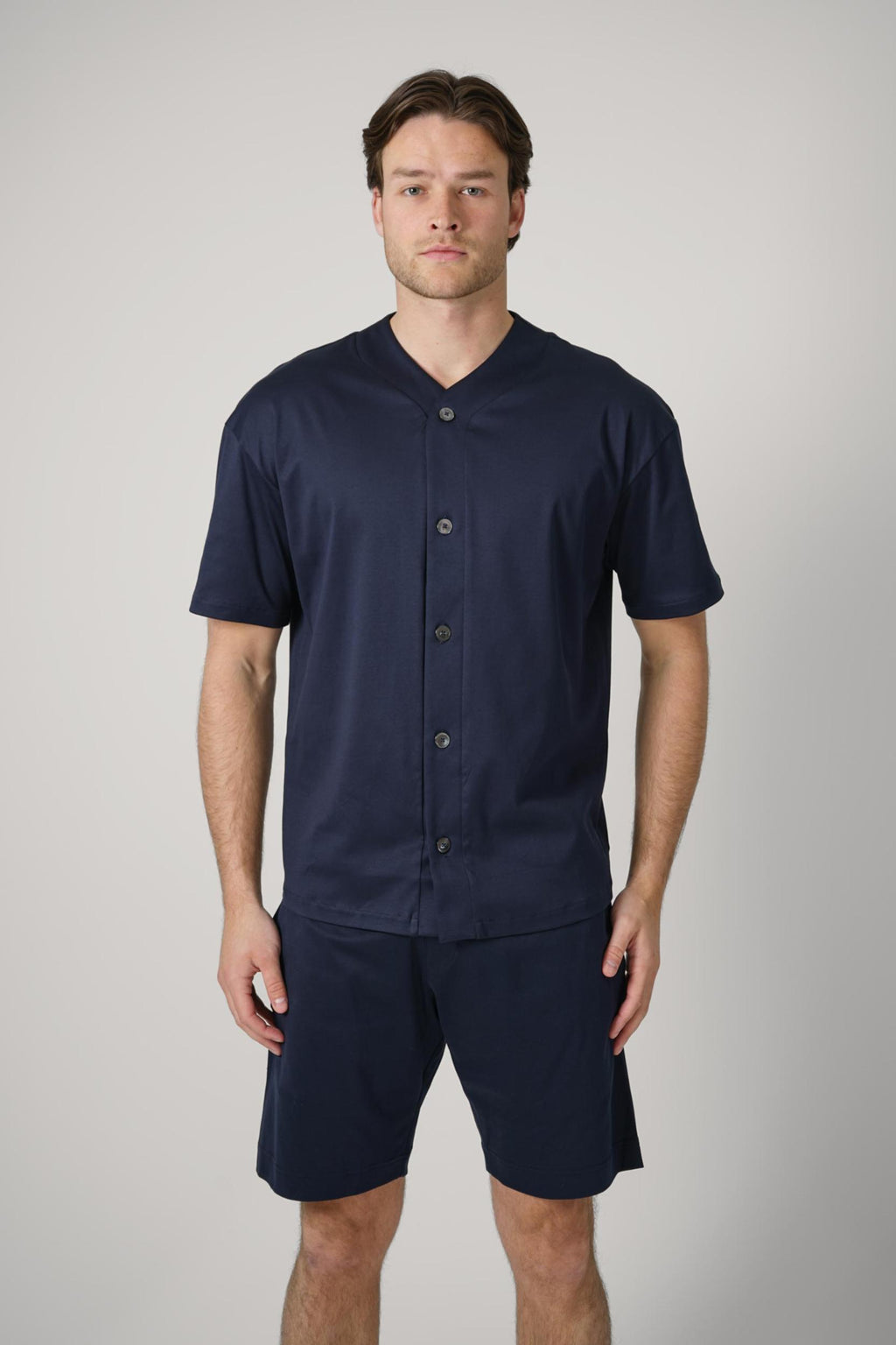 Valenza Supima  Baseball Shirt Navy