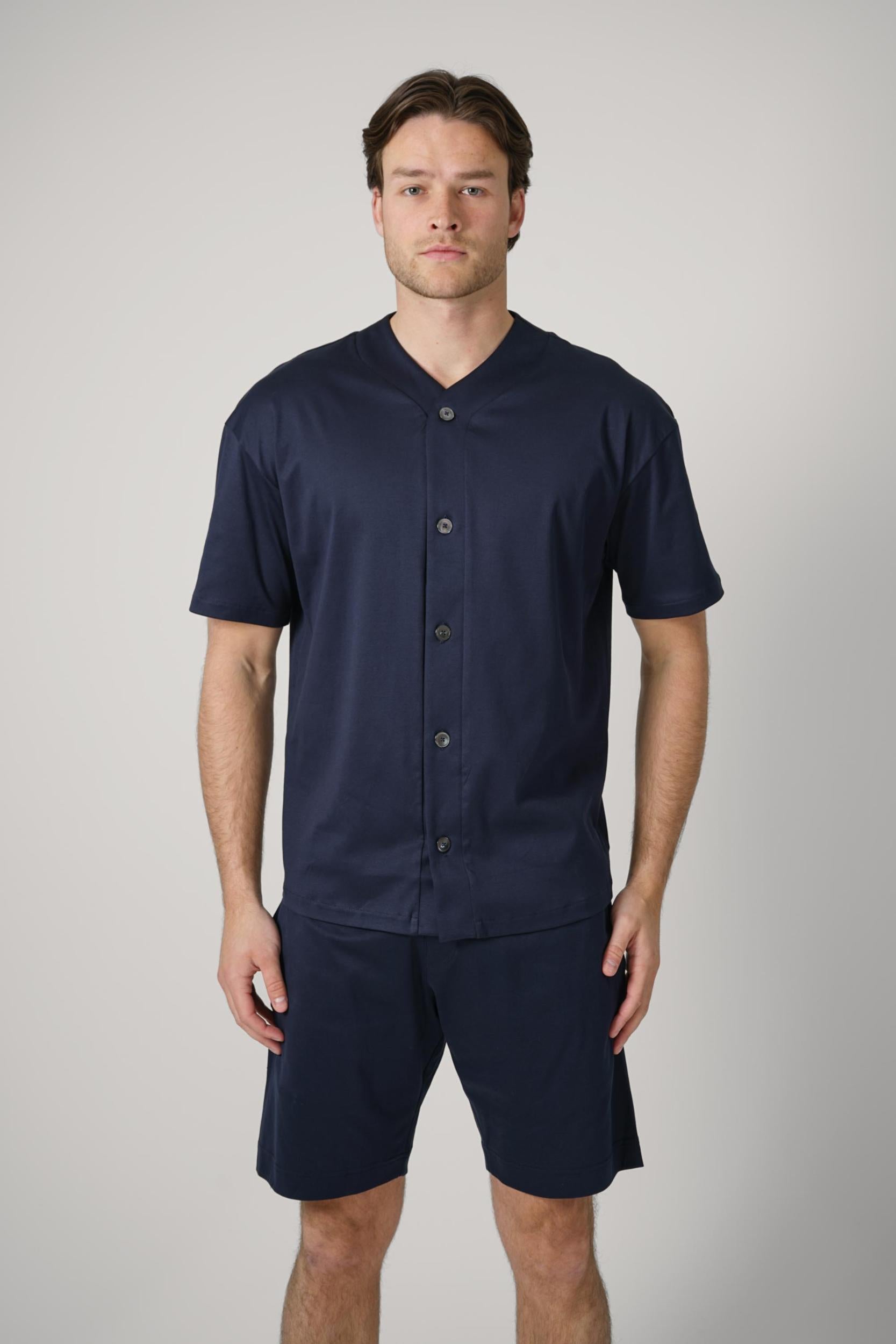 Valenza Supima  Baseball Shirt Navy